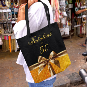 Tote Bag Fabuleux et 50 Black Gold Bow brillant Cuir