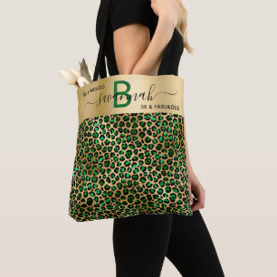 Tote Bag Fabuleux nom léopard émeraude vert d'anniversaire