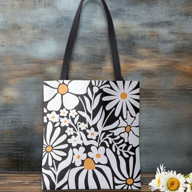 Tote Bag Fabulous Floral Black and White Abstract (Créateur téléchargé)