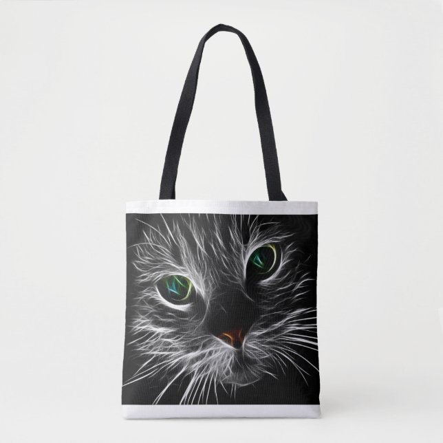 Tote Bag Face de chat fractal Fourre-tout (Devant)
