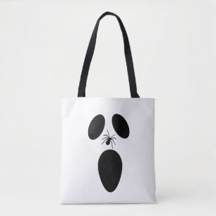 Tote Bag Face fantôme noir et blanc d'Halloween