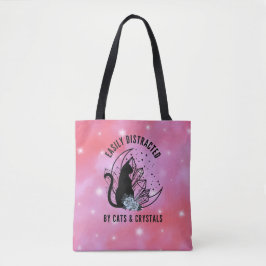 Tote Bag Facilement distrait par les chats et les cristaux 