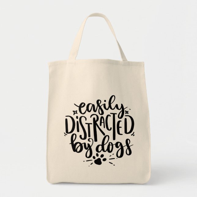 Tote Bag Facilement Distrait Par Les Chiens (Devant)