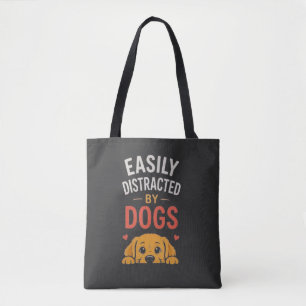 Tote Bag Facilement Distrait Par Les Chiens Dessin Drôle Po