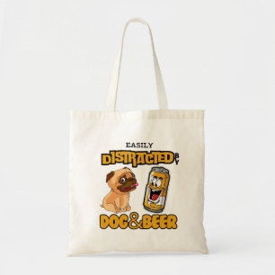 Tote Bag Facilement distrait par les chiens et la bière