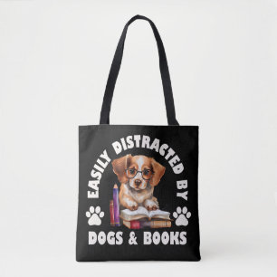 Tote Bag Facilement Distrait Par Les Chiens Et Les Livres
