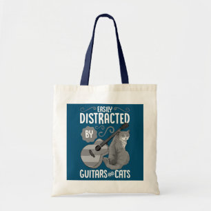 Tote Bag Facilement distrait par les guitares et les chats