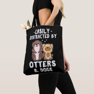 Tote Bag Facilement Distrait Par Les Loutres Et Les Chiens