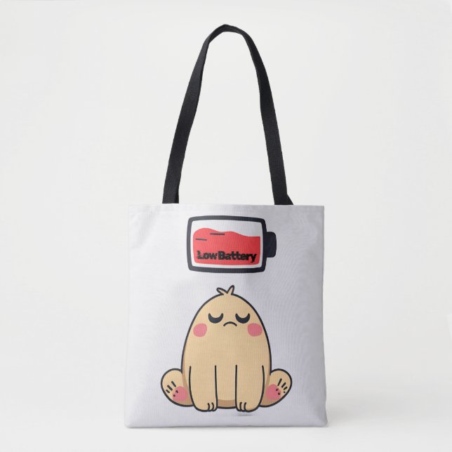 Tote Bag Faible humeur de batterie - Drôle Doodle comique (Devant)