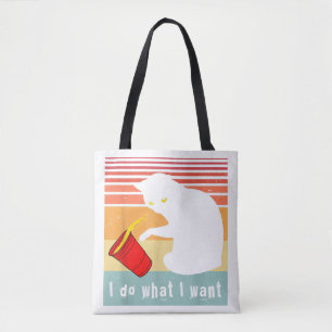 Tote Bag Fais ce que je veux Chat noir vintage Coupe rouge