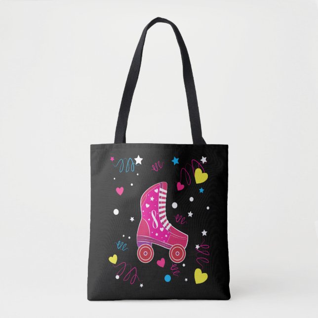 Tote Bag Faites du roller le patinage de rouleau rose de (Devant)