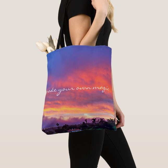 Tote Bag Faites votre propre citation magique Coucher de so (De près)