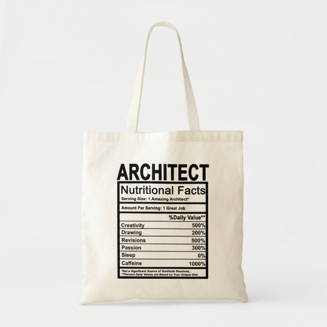 Tote Bag Faits nutritionnels d'architecte (Devant)