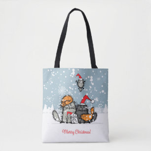 Tote Bag Famille de chats de Noël