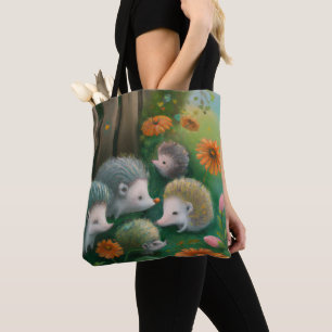 Tote Bag Famille de hérissons fantaisistes pique-niquant da