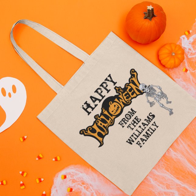 Tote Bag Famille personnalisée Halloween Parti annuel Skele (Créateur téléchargé)