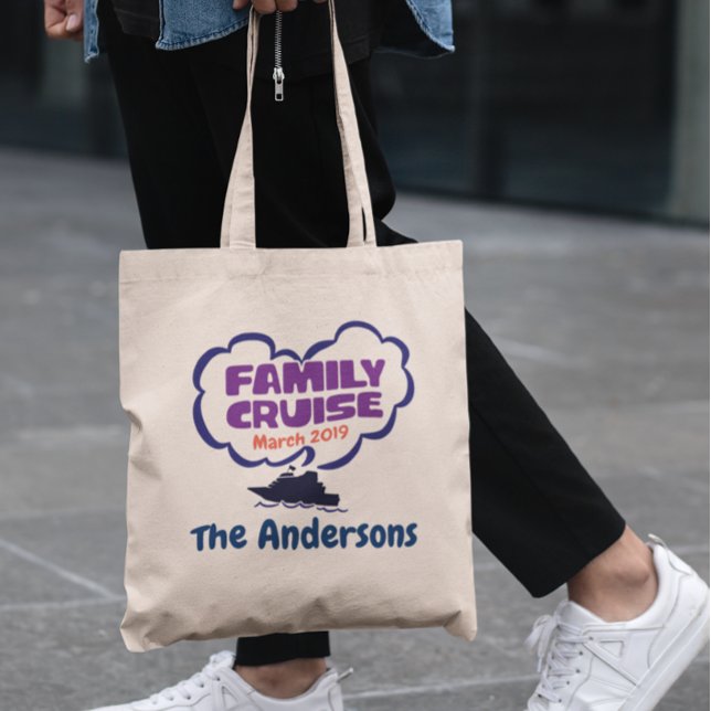 Tote Bag Famille Personnalisée Voyage de croisière Vacances (Créateur téléchargé)