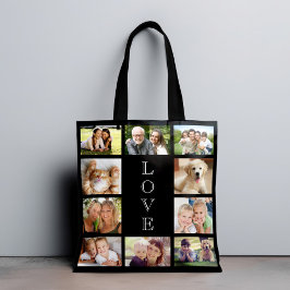 Tote Bag Family Love 10 Photo Collage noir