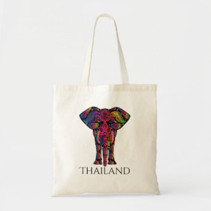 Tote Bag Fancy Mandala Elephant Bright Bold Colonnes Thaïla