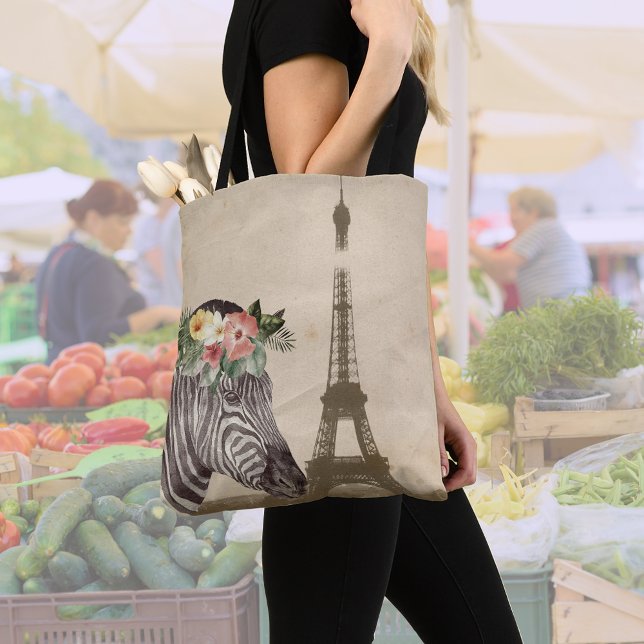 Tote Bag Fancy Zebra & Tour Eiffel (Créateur téléchargé)