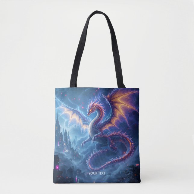 Tote Bag Fantasy Cute Blue Dragon City (Devant)