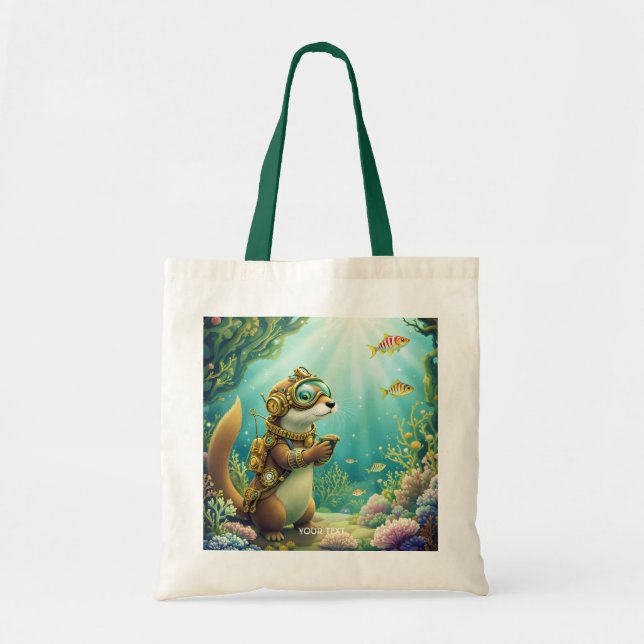Tote Bag Fantasy Cute Otter Steampunk Suit (Devant)