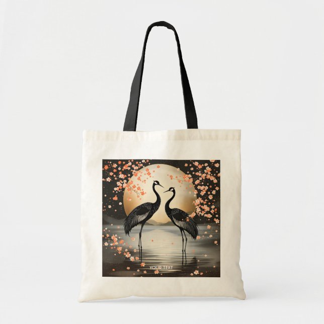 Tote Bag Fantasy Cute Two Black Cranes (Devant)