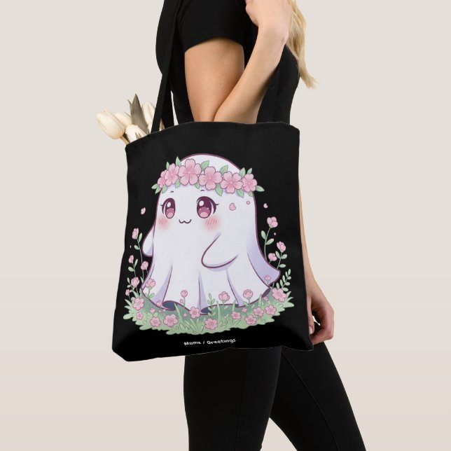 Tote Bag Fantôme floral Costume d'Halloween pour filles fem (De près)