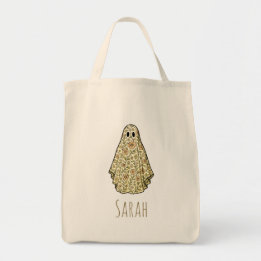 Tote Bag Fantôme floral Vintage Halloween Bonbon personnali