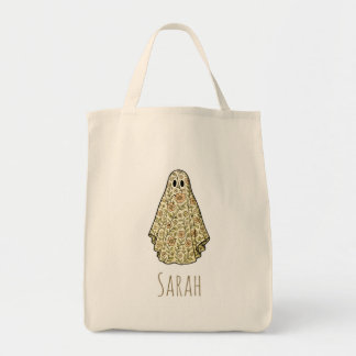 Tote Bag Fantôme floral Vintage Halloween Bonbon personnali