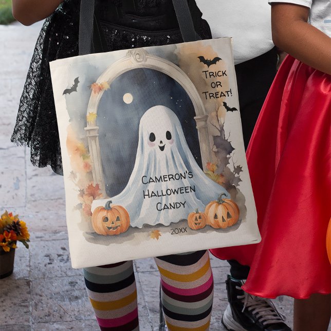 Tote Bag Fantôme Halloween Trou ou traiter bonbon (Créateur téléchargé)