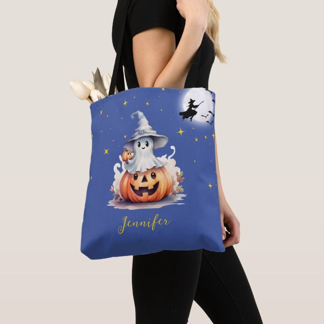 Tote Bag Fantôme Jack-O' Étoiles de Pleine lune de lanterne (De près)