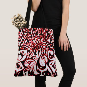 Tote Bag Fantôme Psychédélique - Noir Blanc et Rouge