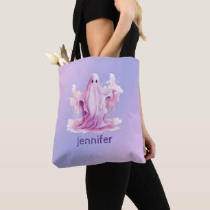 Tote Bag Fantôme violet et rose violet et Halloween bleu