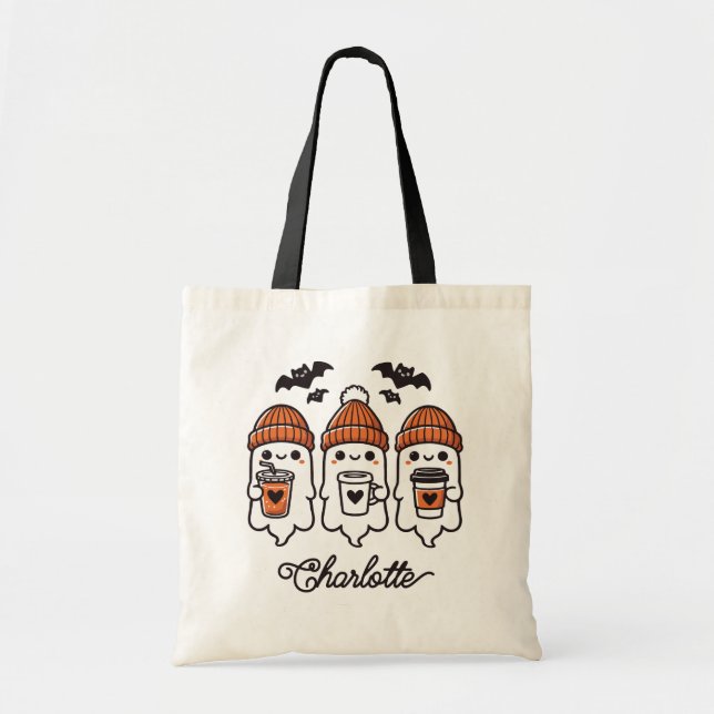 Tote Bag Fantômes d'Halloween personnalisés (Devant)