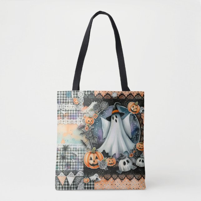 Tote Bag Fantômes et Citrouilles d'Halloween #1 (Devant)