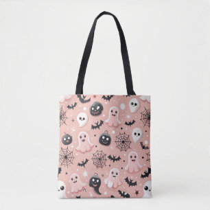 Tote Bag Fantômes roses et Halloween Motif sans couture