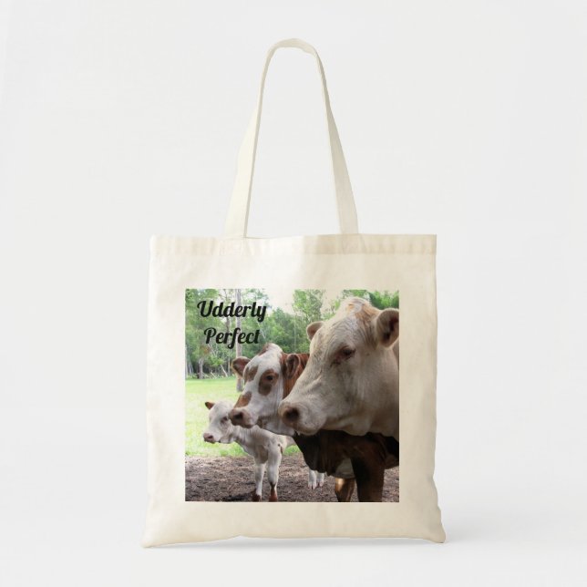 Tote Bag Farm Life Fourre-tout avec vaches et veau Personna (Devant)
