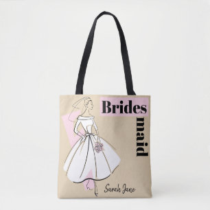Tote Bag Fashion Bride Neutral Bridesmaid Nom rose retour