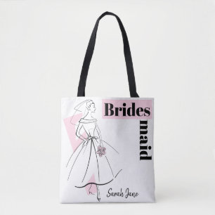 Tote Bag Fashion Bride Pink Bridesmaid Nom fourre-tout