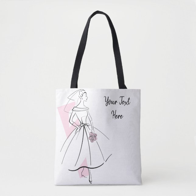 Tote Bag Fashion Bride texte rose fourre-tout (Devant)