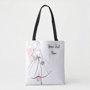 Tote Bag Fashion Bride texte rose fourre-tout retour rose