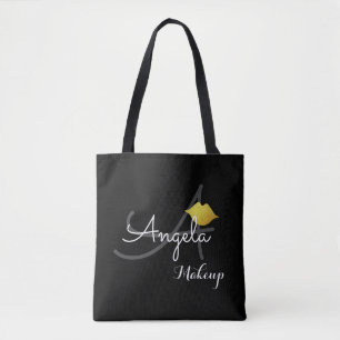 Tote Bag fausse lèvres or . maquillage artiste monogramme b