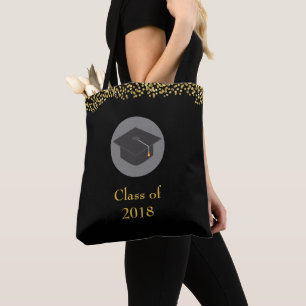 Tote Bag Faux Gold Confetti & Graduation Cap Classe de 20xx