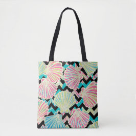 Tote Bag Faux Parties scintillant Coquillages Chevron