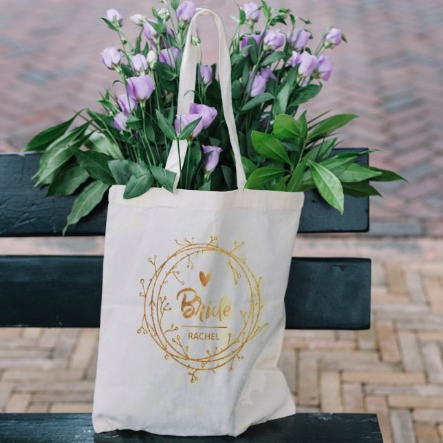 Tote Bag Faux Rose Gold Bride Coeur Mariage personnalisé (Créateur téléchargé)