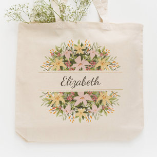 Tote Bag Faveur de mariage bouquet floral romantique