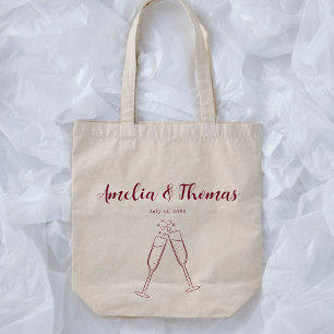 Tote Bag Faveur de mariage rayures doodle dessinées à la ma