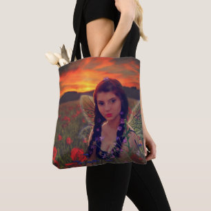 Tote Bag Fée au coucher du soleil dans un champ de pavots I