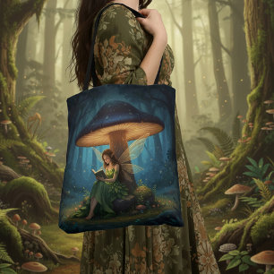 Tote Bag Fée de Nuit Enchantée Lisant un Livre